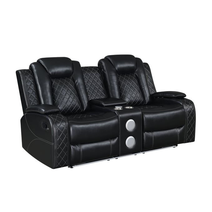 New Classic Furniture Orion Black Dual Recliner Console Loveseat NCF-U1769-25-BLK