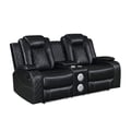 Orion Console Loveseat W/ Dual Recliners-Black