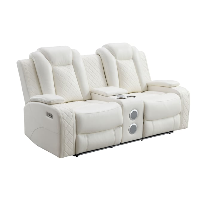 New Classic Furniture Orion White Power Footrest Headrest Console Loveseat NCF-U1769-25P2-WHT