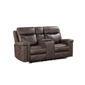 Quade Console Loveseat W/ Dual Recliners-Mocha