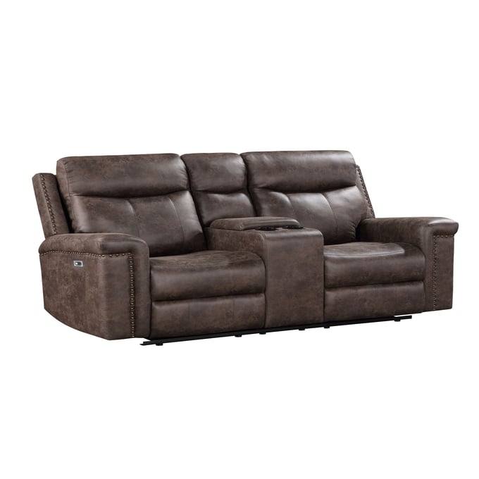 New Classic Furniture Quade Mocha Power Loveseat with Console NCF-U1798-25P1-MCH