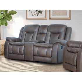 New Classic Furniture Morello Gray Console Loveseat with Dual Recliners