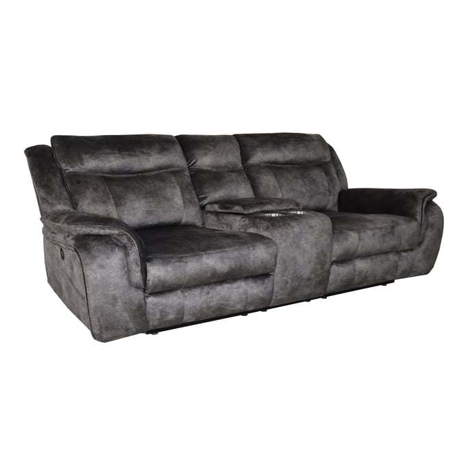 New Classic Furniture Park City Slate Gray Power Console Loveseat NCF-U456-25P1-SGY