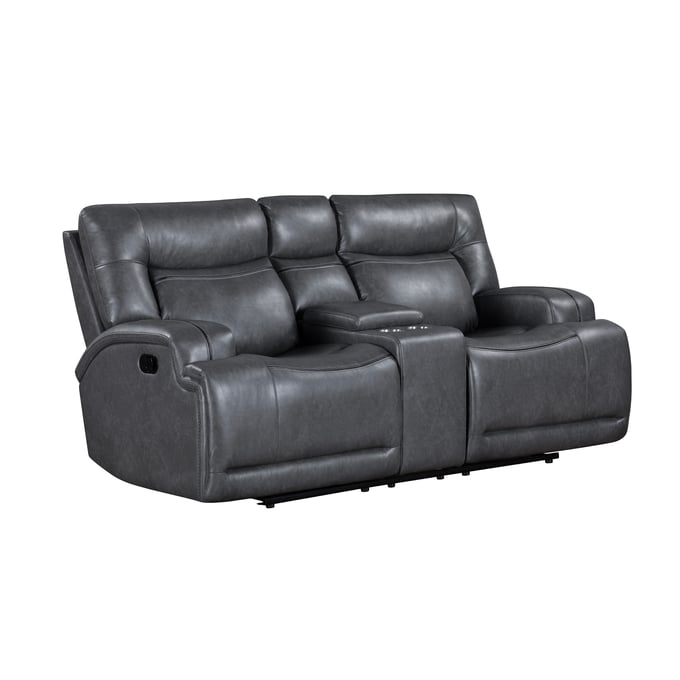 New Classic Furniture Titan Gray Console Loveseat with Dual Recliners NCF-U5437-25-GRY