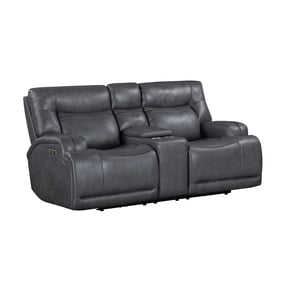 New Classic Furniture Titan Gray Console Loveseat with Power Headrest Footr...