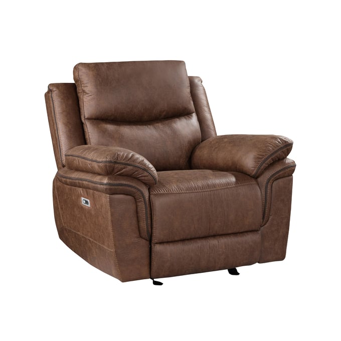 New Classic Furniture Ryland Brown Power Glider Recliner NCF-U5985-13P1-BRN