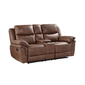 New Classic Furniture Ryland Brown Dual Recliners Loveseat with Console