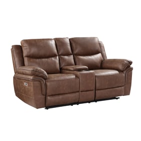 New Classic Furniture Ryland Brown Power Loveseat with Console