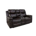 Kellen Console Loveseat W/ Dual Recliners-Brown