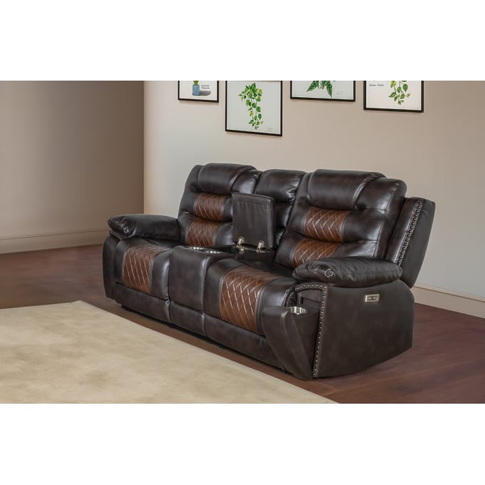 New Classic Furniture Nikko Brown Power Console Loveseat NCF-U7005-25P1-BRN