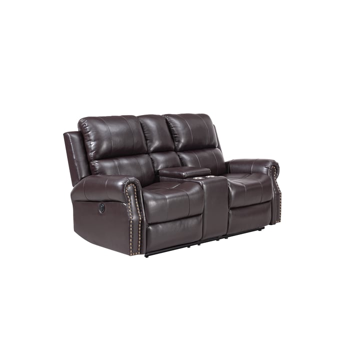 New Classic Furniture Sierra Brown Console Loveseat with Dual Recliners NCF-U9021-25-BRN