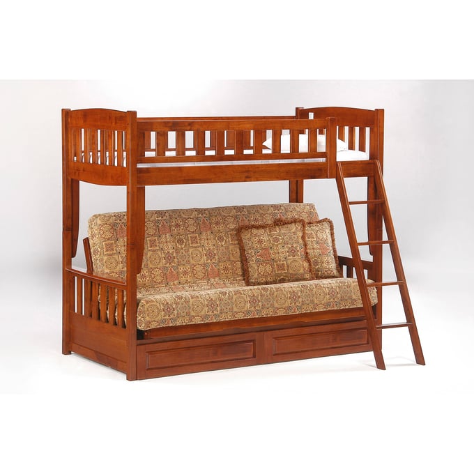 Night and Day Furniture Cinnamon Cherry Futon Drawer Bunk Bed NDF-SFBH-SD-CIN-CH-COM