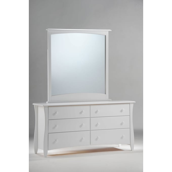 Night and Day Furniture Clove White Dresser and Mirror NDF-CD-CM-CLO-6A-WH