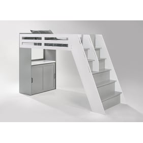 Night and Day Furniture Galaxy White Light Grey Loft Bunk Bed