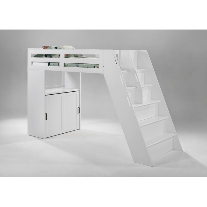 Night and Day Furniture Galaxy White Loft Bunk Bed NDF-GAL-TLB-WH-WH-COM