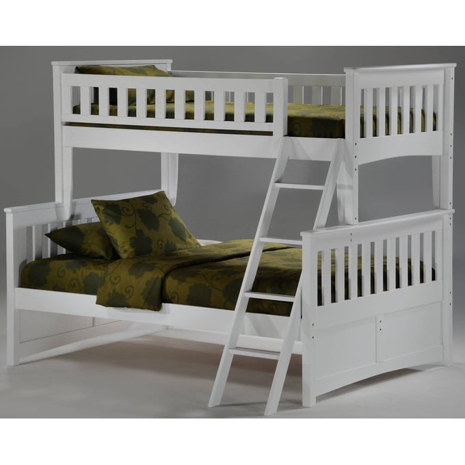 Night and Day Furniture Ginger White Twin Full Bunk Bed NDF-PBTF-GIN-WH-COM