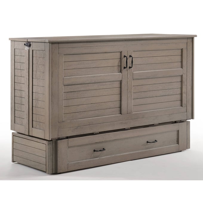 Night and Day Furniture Poppy Brushed Driftwood Murphy Cabinet Bed NDF-MUR-POP-QEN-BDR-COM