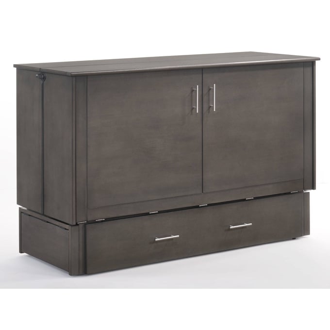 Night and Day Furniture Sagebrush Stonewash Murphy Cabinet Bed with Mattress NDF-MUR-SAGB-QEN-STW-COM