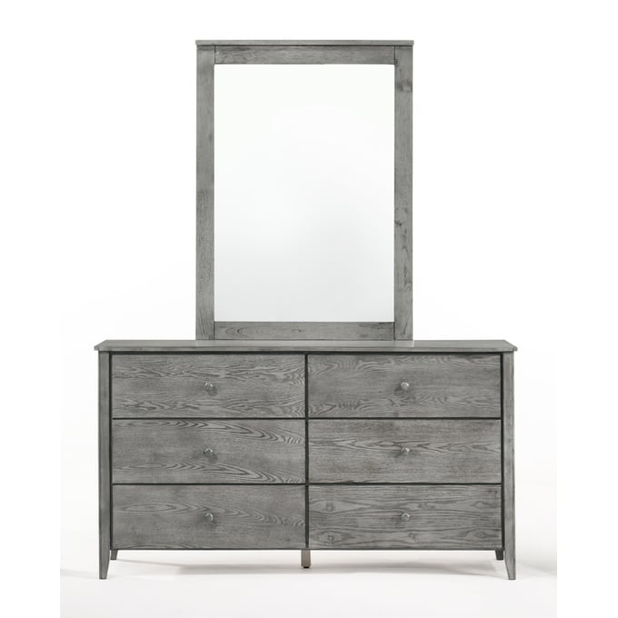 Night And Day Furniture Zest Grey Dresser and Mirror NDF-YCD-YCM-ZES-6A-GY-DRMR