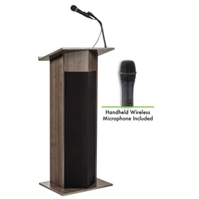 NPS Power Plus Ribbonwood Oklahoma Sound Lectern with Wireless Handheld Mic