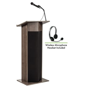 NPS Power Plus Ribbonwood Oklahoma Sound Lectern with Wireless Headset Mic