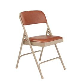 4 NPS 1200 Beige Honey Brown Vinyl Folding Chairs