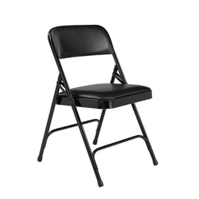 4 NPS 1200 Caviar Black Vinyl Folding Chairs