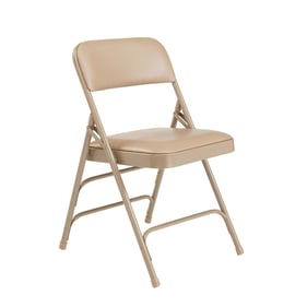 4 NPS 1300 French Beige Vinyl Triple Brace Folding Chairs