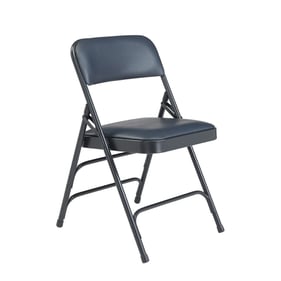 4 NPS 1300 Dark Blue Vinyl Triple Brace Folding Chairs