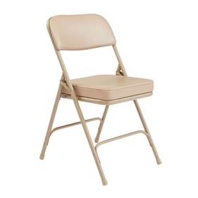 2 NPS 3200 Beige Vinyl Double Hinge Folding Chairs