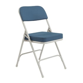 2 NPS 3200 Grey Regal Blue Fabric Folding Chairs