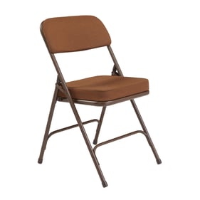 2 NPS 3200 Brown Antique Gold Fabric Folding Chairs