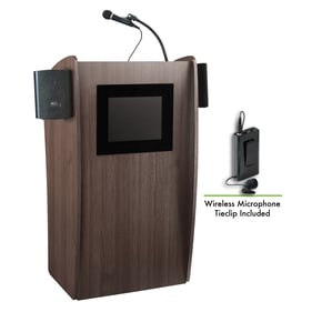 NPS Vision Ribbonwood Screen Lectern with Sound and Wireless Tie Clip Laval...