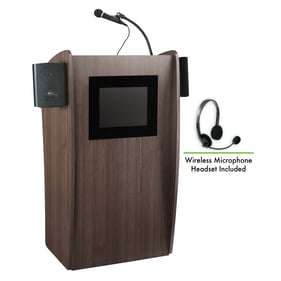 NPS Vision Ribbonwood Screen Lectern with Sound and Wireless Headset Mic