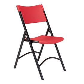 4 NPS 600 Red Black Resin Plastic Folding Chairs