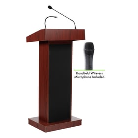 NPS Orator Mahogany Oklahoma Sound Lectern with Wireless Handheld Mic