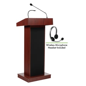 NPS Orator Mahogany Oklahoma Sound Lectern with Wireless Headset Mic