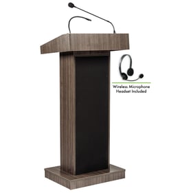 NPS Orator Ribbonwood Oklahoma Sound Lectern with Wireless Headset Mic