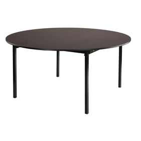 NPS MSFT Mahogany Plywood Core Protect Edge Black Round Folding Table - 72x...