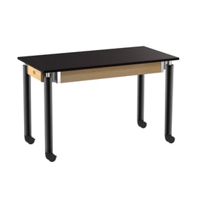 NPS Signature Black Chemical Resistant Top Lab Table with Casters - 24x48