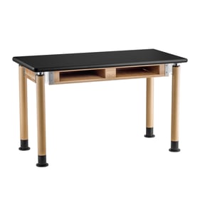 NPS Signature Oak Black HPL Top Lab Table with Book Compartments - 24x54