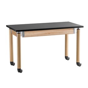 NPS Signature Oak Black HPL Top Science Lab Table with Casters - 24x54