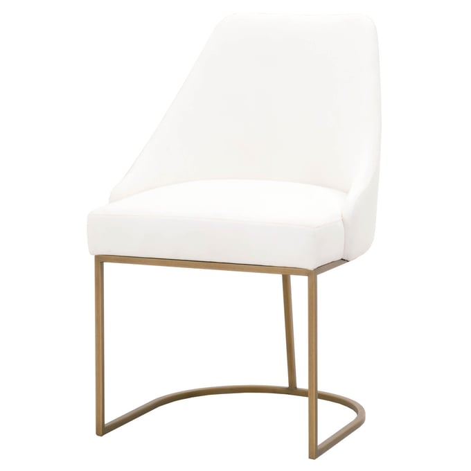 2 Essentials For Living Parissa Peyton Pearl Fabric Brushed Gold Dining Chairs OEF-6011-LPPRL-BGLD