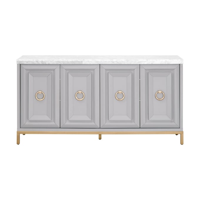 Essentials For Living Azure Dove Gray White Carrera Media Sideboard OEF-6087-DGR-BGLD-WHT