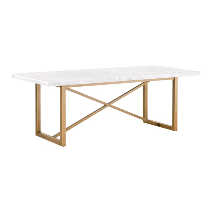 Essentials For Living Carrera Wash Brushed Gold Dining Table OEF-6098-BGLD-WHT