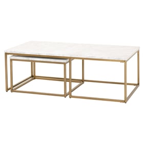 Essentials For Living Carrera White Brushed Gold Nesting Coffee Table