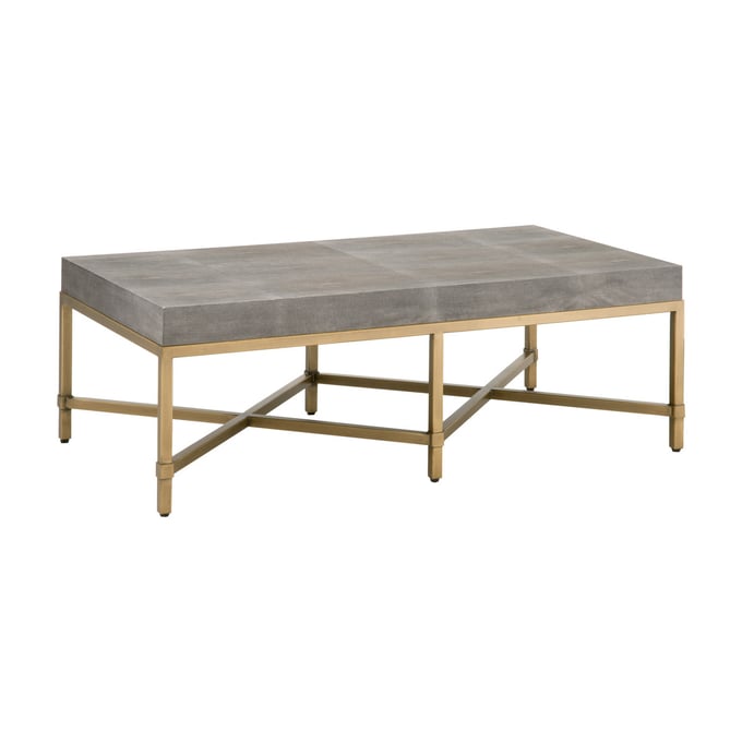 Essentials For Living Strand Gray Shagreen Wood Brushed Gold Coffee Table OEF-6117-GRY-SHG-GLD