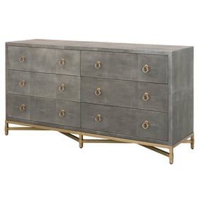 Essentials For Living Strand Gray Shagreen Brushed Gold 6 Drawers Double Dr...