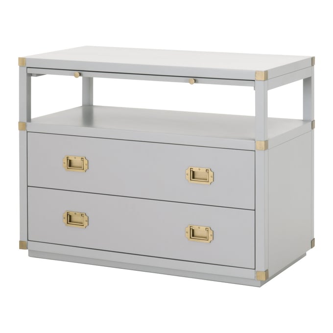 Essentials For Living Bradley Dove Gray Brushed Gold 2 Drawers Night Stand OEF-6131-DGR-BGLD