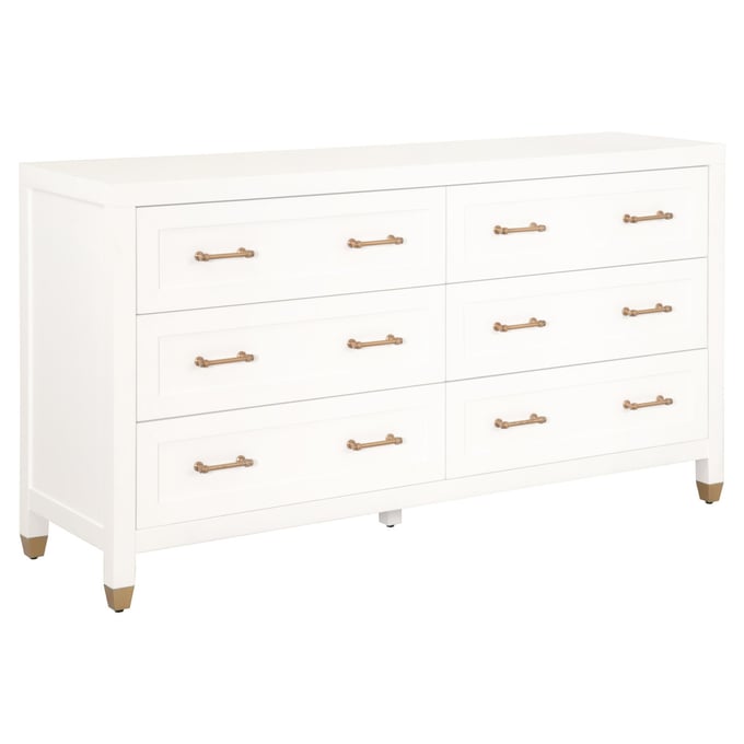 Essentials For Living Stella Matte White 6 Drawers Double Dresser OEF-6136-WHT-BBRS